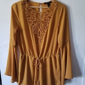 Mustard yellow long sleeve romper